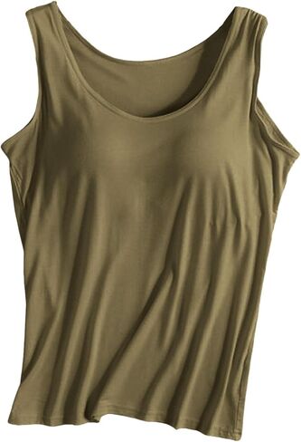 Racerback Tank with Built in Bra for Women Summer Sleeveless Wide Strap Basic Sleepwear Workout Yoga Camisole Top in Saudi Arabia