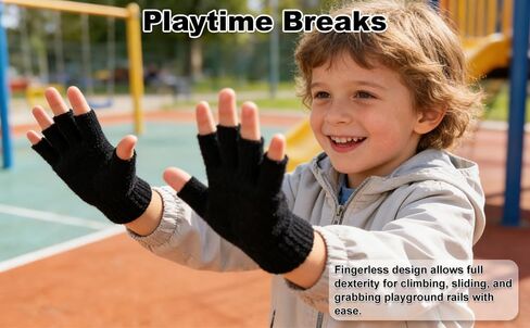 Kids Gloves Winter for Kids Fingerless Boys Gloves, All Black - 4 Pairs,Fingerless Knit for Kids 3-6, Girl Boys Children's, Kid Clothes Under 5, Finger Bulk Magic Kid's Black Gloves, in Saudi Arabia