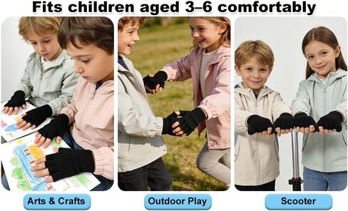 Kids Gloves Winter for Kids Fingerless Boys Gloves, All Black - 4 Pairs,Fingerless Knit for Kids 3-6, Girl Boys Children's, Kid Clothes Under 5, Finger Bulk Magic Kid's Black Gloves, in Saudi Arabia