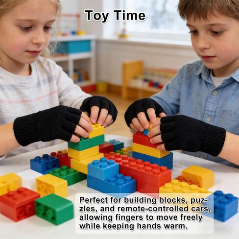 Kids Gloves Winter for Kids Fingerless Boys Gloves, All Black - 4 Pairs,Fingerless Knit for Kids 3-6, Girl Boys Children's, Kid Clothes Under 5, Finger Bulk Magic Kid's Black Gloves, in Saudi Arabia