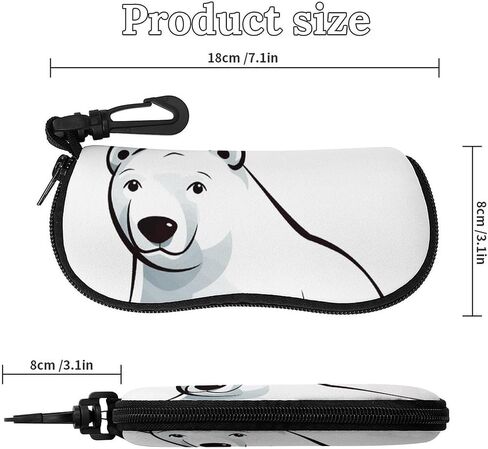 Neoprene Polar Bear Sunglasses Case Waterproof Eyeglass Case with Belt Clip Carabiner Lightweight Eyewear Pouch Soft Protective Sleeve for Reading Driving Computer Glasses in Saudi Arabia