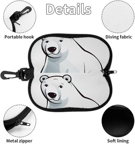 Neoprene Polar Bear Sunglasses Case Waterproof Eyeglass Case with Belt Clip Carabiner Lightweight Eyewear Pouch Soft Protective Sleeve for Reading Driving Computer Glasses in Saudi Arabia