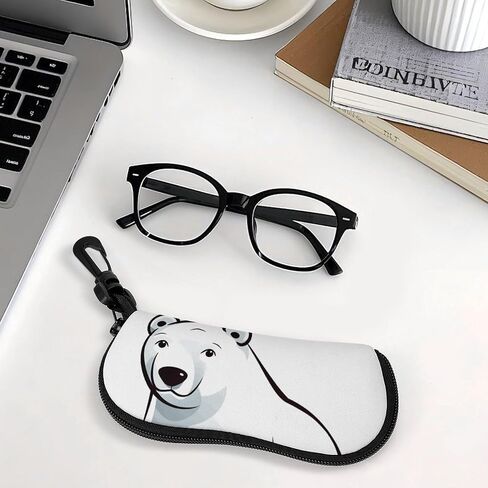 Neoprene Polar Bear Sunglasses Case Waterproof Eyeglass Case with Belt Clip Carabiner Lightweight Eyewear Pouch Soft Protective Sleeve for Reading Driving Computer Glasses in Saudi Arabia