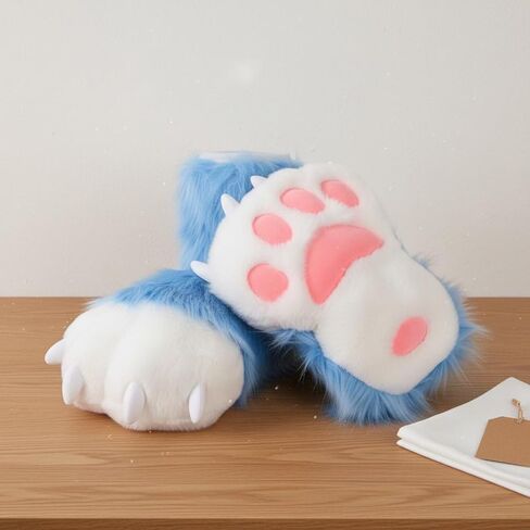 ry suit Feet Handmade suit Paw Covers Realistic Cosplay Paw Socks for Convention, Blue, Sky Blue With Pink Paw Pad in Saudi Arabia