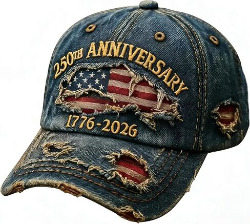 USA 250th Anniversary Distressed Casual Cap,250 Anniversary USA hat 1776-2026 Commemorative Baseball Cap,Commemorative American Heritage Grey in Kuwait