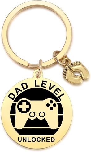 MIXJOY New Expecting Dad First Time Father's Day, New Dad Announce Pregnancy, Dad Unlocked Key Chain with Footprint Charm in Kuwait