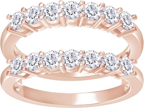 SAVEARTH DIAMONDS 1 3/8 cttw Round Cut Lab Created Moissanite Ring Guard Enhancer For Women In 14K Gold Over Sterling Silver (VVS1 Clarity 1.40 Cttw) in Kuwait