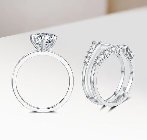 Moissanite Engagement Ring Bridal Set for Women, 3CT Round Cut D Color VVS1, 3-in-1 Wedding Ring Enhancer, Anniversary Promise Gift for Her with Certificate in Saudi Arabia