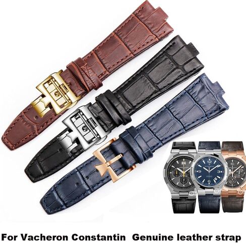 Genuine Leather Strap is Suitable for Vacheron Constantin Overseas Series 4500V 5500V P47040 Stainless Steel Buckle (Color : A-Blue Silver, Size : 25mm-8mm) in Kuwait