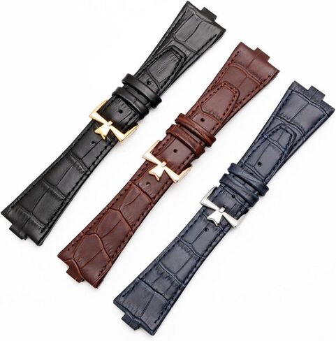 Genuine Leather Strap is Suitable for Vacheron Constantin Overseas Series 4500V 5500V P47040 Stainless Steel Buckle (Color : A-Blue Silver, Size : 25mm-8mm) in Kuwait