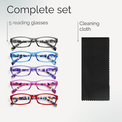 Gaoye Reading Glasses for Women, 5 pack Fashion Readers for Women Spring Hinge Eye Glasses, Blue Light Reading Glasses in Kuwait