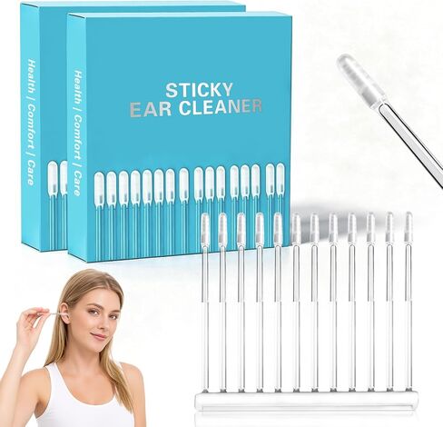 72 Pcs Sticky Ear Cleaning Stick,Reusable Earwax Removal Adhesive Swabs | Sticky Earwax Removal Sticks with Soft Rubber Head,Gentle Ear Cleaner, Washable Portable Ear Cleaning Tools for All Ages in Saudi Arabia