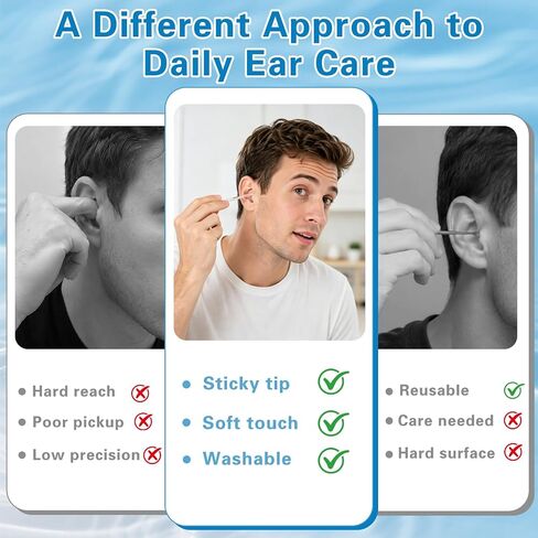 72 Pcs Sticky Ear Cleaning Stick,Reusable Earwax Removal Adhesive Swabs | Sticky Earwax Removal Sticks with Soft Rubber Head,Gentle Ear Cleaner, Washable Portable Ear Cleaning Tools for All Ages in Saudi Arabia