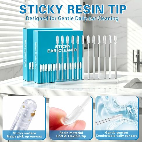 72 Pcs Sticky Ear Cleaning Stick,Reusable Earwax Removal Adhesive Swabs | Sticky Earwax Removal Sticks with Soft Rubber Head,Gentle Ear Cleaner, Washable Portable Ear Cleaning Tools for All Ages in Saudi Arabia