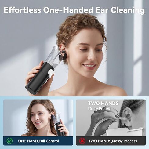 Upgraded Ear Wax Removal Kit, Integrated 2-in-1 Ear Cleaner with Built-in Collection Basin for No-Mess Ear Cleaning, One-Handed Ear Wax Removal Tool with 120ml Reservoir, Safe Ear Irrigation Flushing System for Adults & Kids in Saudi Arabia