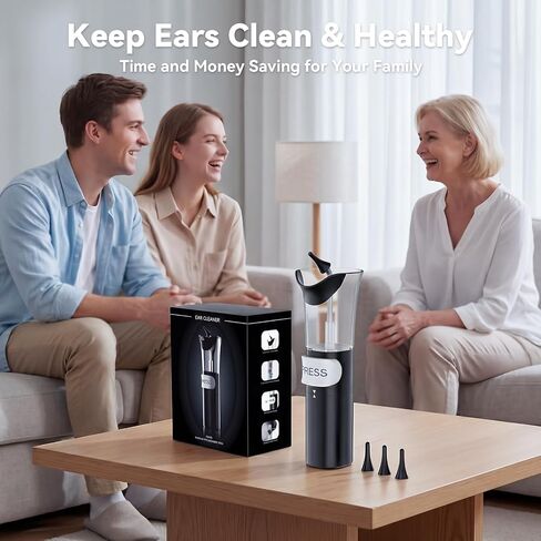 Upgraded Ear Wax Removal Kit, Integrated 2-in-1 Ear Cleaner with Built-in Collection Basin for No-Mess Ear Cleaning, One-Handed Ear Wax Removal Tool with 120ml Reservoir, Safe Ear Irrigation Flushing System for Adults & Kids in Saudi Arabia
