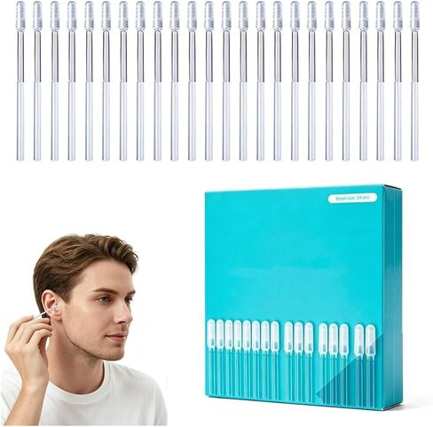 2026 New Reusable Adhesive Earwax Removal Swabs with Dust Cover, Ear Cleaning Kit & Ear Curette for & Adults(Large,24 Pieces (1 Box)) in Saudi Arabia