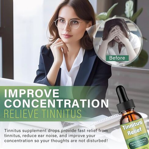 Tinnitus Relief for Ringing Ears, Natural Ingredient Drops for Ear Ringing, Soothing Tinnitus Oil to Support Auditory Wellness and Headache Relief in Saudi Arabia