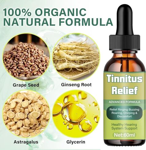Tinnitus Relief for Ringing Ears, Natural Ingredient Drops for Ear Ringing, Soothing Tinnitus Oil to Support Auditory Wellness and Headache Relief in Saudi Arabia