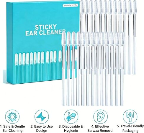 Sticky Cleaning Ear Stick, Gentle Reusable Soft Spiral Head Adhesive Ear Pick for Safe Ear Cleaning, with Gentle Removal Stick for All Ages 48 pcs in Saudi Arabia