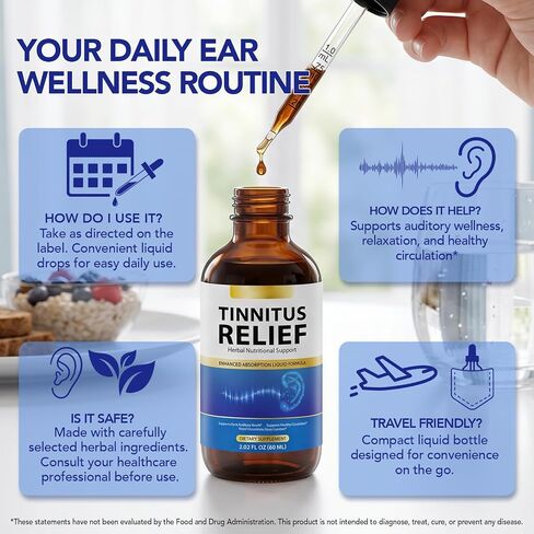 Tinnitus Ear Drops, Tinnitus Relief for Ringing Ears, Improve Ear Health and Clarify Sounds, Effective Tinnitus Support for Men & Women (2 fl.oz) in Saudi Arabia