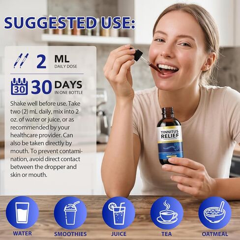 Tinnitus Ear Drops, Tinnitus Relief for Ringing Ears, Improve Ear Health and Clarify Sounds, Effective Tinnitus Support for Men & Women (2 fl.oz) in Saudi Arabia