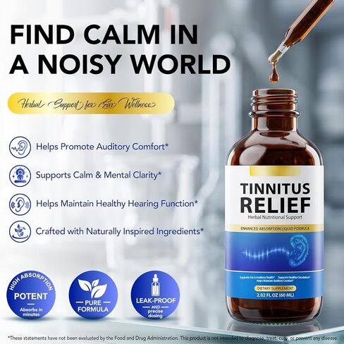 Tinnitus Ear Drops, Tinnitus Relief for Ringing Ears, Improve Ear Health and Clarify Sounds, Effective Tinnitus Support for Men & Women (2 fl.oz) in Saudi Arabia