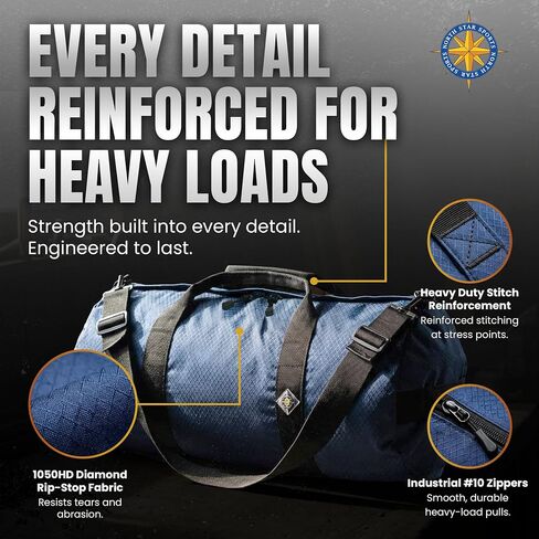 175L Extreme Duffel Bag, Heavy-Duty Gear Bag, 1050D Tuff Cloth, Diamond Ripstop, Reinforced Stitching - Blue (18" x 42") in Saudi Arabia