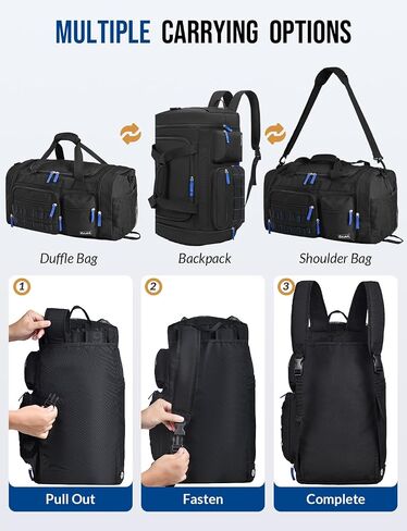 Gym Bag for Men Women with Shoes Compartment 3-in-1 Sports Travel Duffel Bag Multipurpose Weekender Overnight Backpack with Wet Pocket - Black in Saudi Arabia