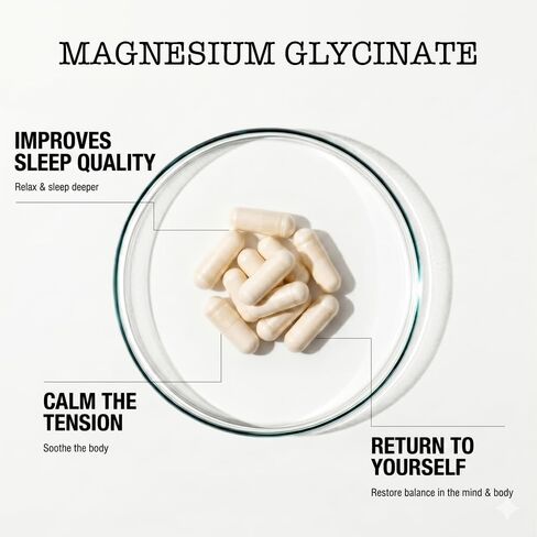 Zenium - Magnesium Glycinate for Sleep, Chelated, 600mg per Serving, 120 Capsules | High Absorption | Relieve Tension, Worry, Nervousness | Calm The Mind & Body | Ayurvedic | Natural Relief Supplement in Saudi Arabia