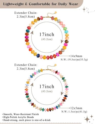 Giovanchi 2Pcs Chunky Beaded Necklaces for Women Trendy - Colorful Resin Bead Necklace - Boho Statement Choker Necklace Summer Beach Jewelry Mothers Day Gifts for Mom in Saudi Arabia