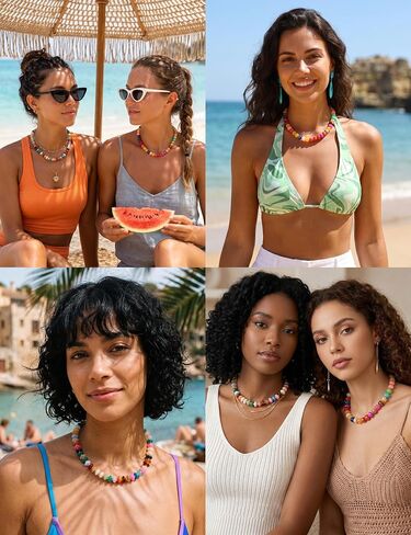 Giovanchi 2Pcs Chunky Beaded Necklaces for Women Trendy - Colorful Resin Bead Necklace - Boho Statement Choker Necklace Summer Beach Jewelry Mothers Day Gifts for Mom in Saudi Arabia