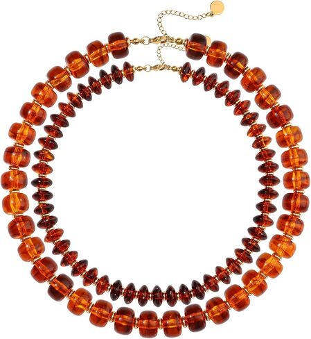 Giovanchi 2Pcs Chunky Beaded Necklaces for Women Trendy - Colorful Resin Bead Necklace - Boho Statement Choker Necklace Summer Beach Jewelry Mothers Day Gifts for Mom in Saudi Arabia