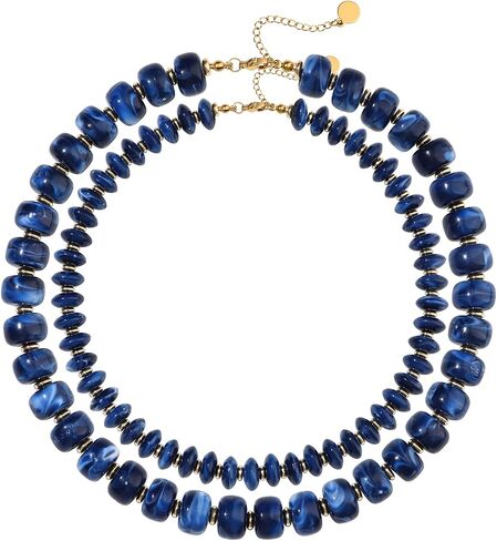 Giovanchi 2Pcs Chunky Beaded Necklaces for Women Trendy - Colorful Resin Bead Necklace - Boho Statement Choker Necklace Summer Beach Jewelry Mothers Day Gifts for Mom in Saudi Arabia