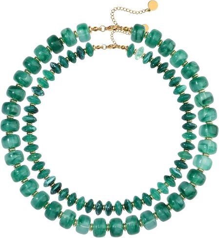 Giovanchi 2Pcs Chunky Beaded Necklaces for Women Trendy - Colorful Resin Bead Necklace - Boho Statement Choker Necklace Summer Beach Jewelry Mothers Day Gifts for Mom in Saudi Arabia