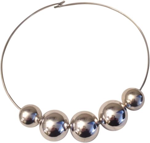 Kenneth Jay Lane-5 SILVER BEADS ON SILVER WIRE NECKLACE in Kuwait