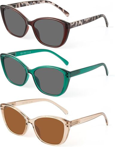 JOLISU 3 Pack Reading Sunglasses for Women, Sun Readers Glasses Spring Hinge Outdoor Sunglasses With UV400 Protection in Kuwait
