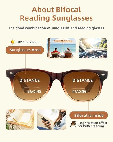 LADEESSE 3 Pack Bifocal Reading Sunglasses for Women, UV400 Sun Readers Glasses Spring Hinge Outdoor Sunglasses in Saudi Arabia