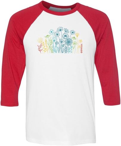 Rainbow Wildflowers Pride Three-Quarter Raglan Sleeve Baseball Shirt Unisex in Saudi Arabia