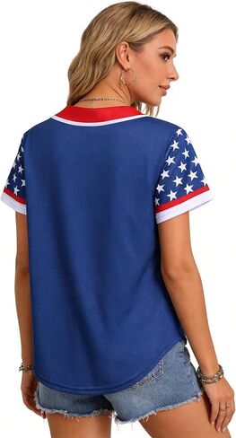 USA Independence Baseball Jersey for Women USA 250 Anniversary American Flag Patriotic USA Shirts Sports Uniform in Kuwait