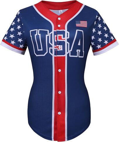 USA Independence Baseball Jersey for Women USA 250 Anniversary American Flag Patriotic USA Shirts Sports Uniform in Kuwait