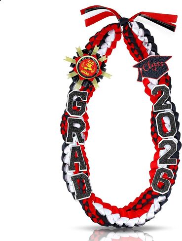 Lairyan 50" Graduation Leis Class of 2026 - Handmade Double Braided Graduation Ribbon Leis with Satin Flowers Glitter Pins for Women Graduation Ceremony Congrats Grad Gifts Party Supplies (Pink) in Saudi Arabia