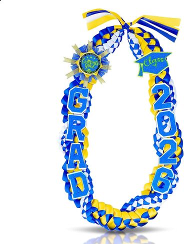 Lairyan 50" Graduation Leis Class of 2026 - Handmade Double Braided Graduation Ribbon Leis with Satin Flowers Glitter Pins for Women Graduation Ceremony Congrats Grad Gifts Party Supplies (Pink) in Saudi Arabia