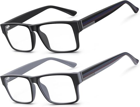 SKYOAK Excellent TR90 Unbreakable Progressive Multifocus Reading Glasses for Men, Thick Frame Anti Blue Light/UV Readers, 2 PACK Quality Chunky Computer Glass No-Line Multifocal Eyeglasses C1, +2.5x in Kuwait
