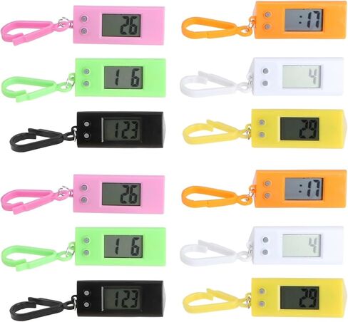 INOOMP 12Pcs Keychain Pocket Watch Mini Key Ring Digital Watch Clip on Portable Keychain for Men Women in Kuwait
