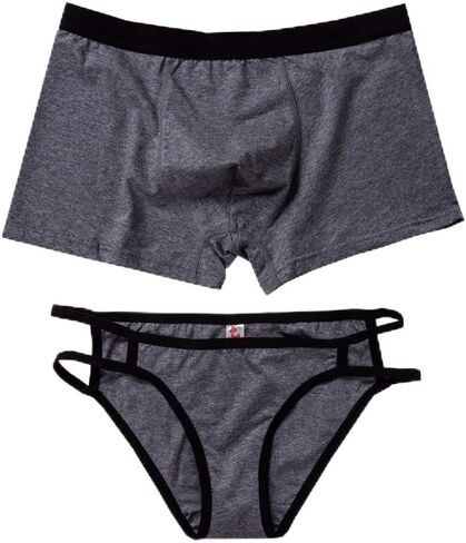 Couple Underwear Cotton Sexy Men and Women Cute Shorts Suit(Male large female medium) in Kuwait