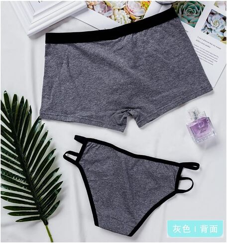 Couple Underwear Cotton Sexy Men and Women Cute Shorts Suit(Male large female medium) in Kuwait
