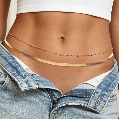 Layered Waist Chain for Women Adjustable Bikini Belly Chains Layered Body Chains Beach Waist Beads Chain Jewelry Accessories for Summer in Saudi Arabia