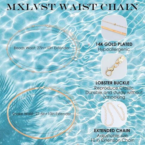 Layered Waist Chain for Women Adjustable Bikini Belly Chains Layered Body Chains Beach Waist Beads Chain Jewelry Accessories for Summer in Saudi Arabia