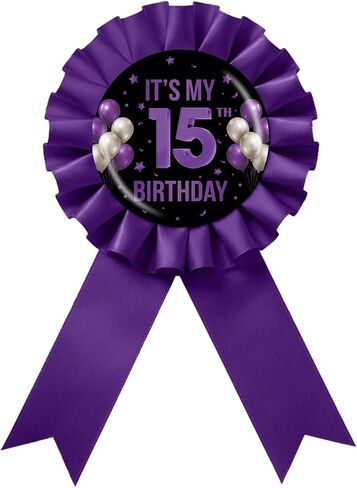 It's My 1st Birthday Tinplate Badge Pin, Happy 1st Birthday Award Ribbon Button, Purple Rosette One Year Old Brooch Pin for 1st Anniversary Party Favor in Saudi Arabia